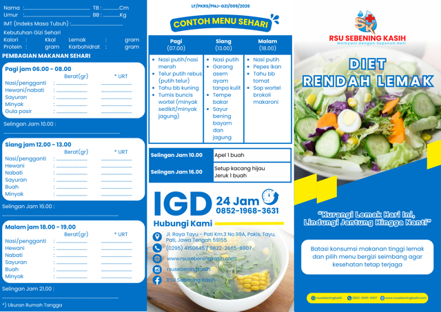 Panduan Menu Diet Sehat Rendah Lemak & Kolesterol