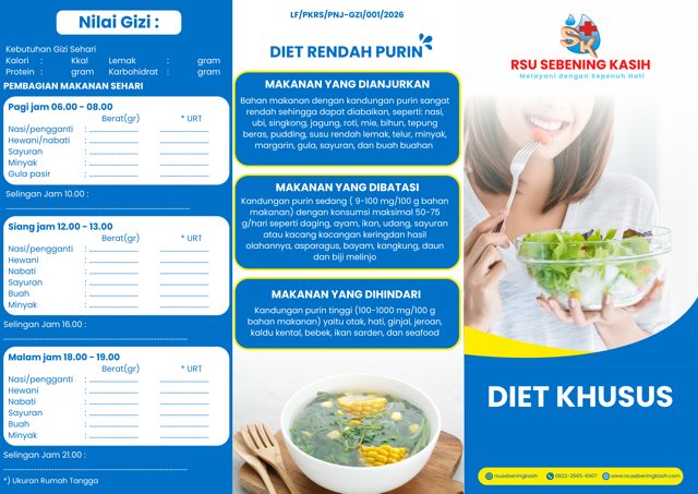 Panduan Menu & Pola Diet Khusus Pasien